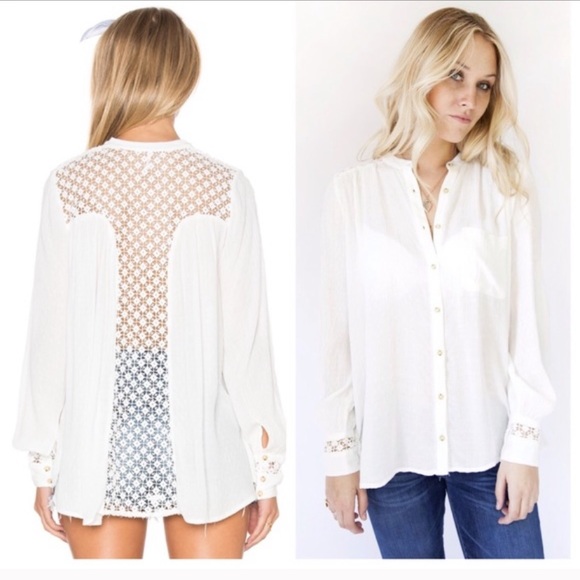 Free People cream crochet top - Picture 1 of 2